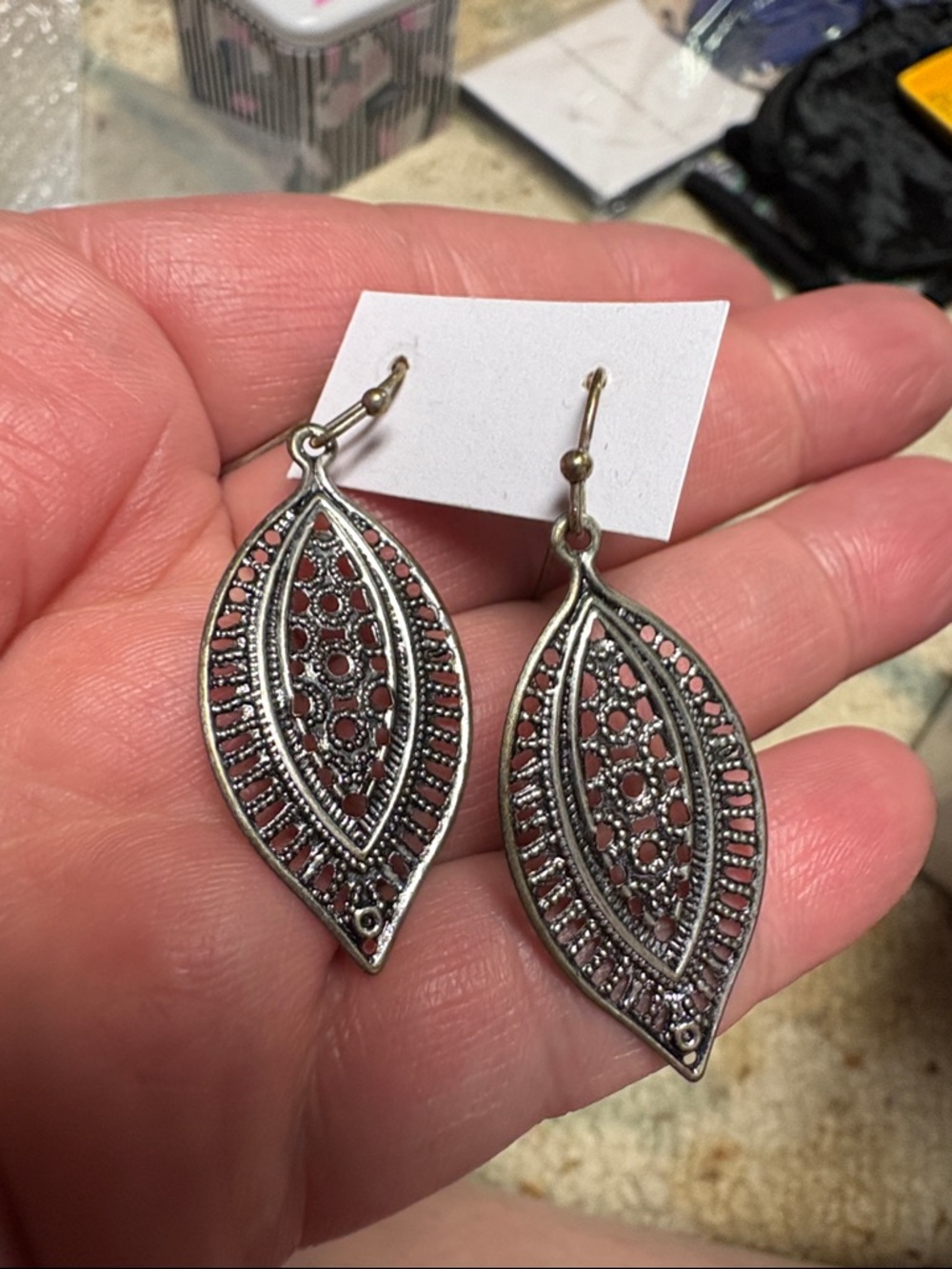Maurices Silver-Tone Filigree Leaf Drop Earrings